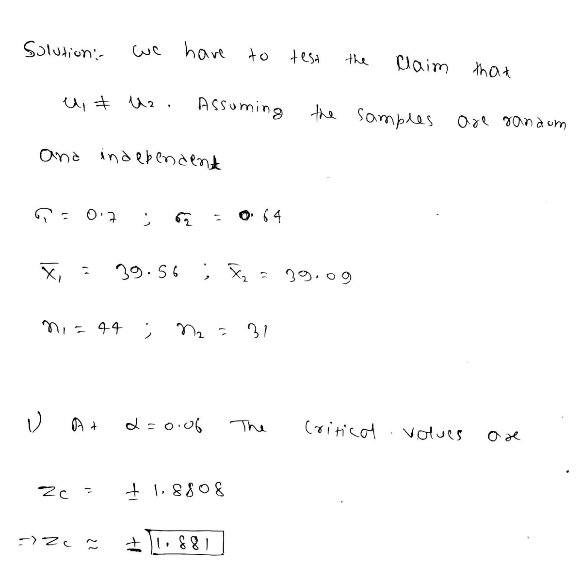 Statistics homework question answer, step 1, image 1